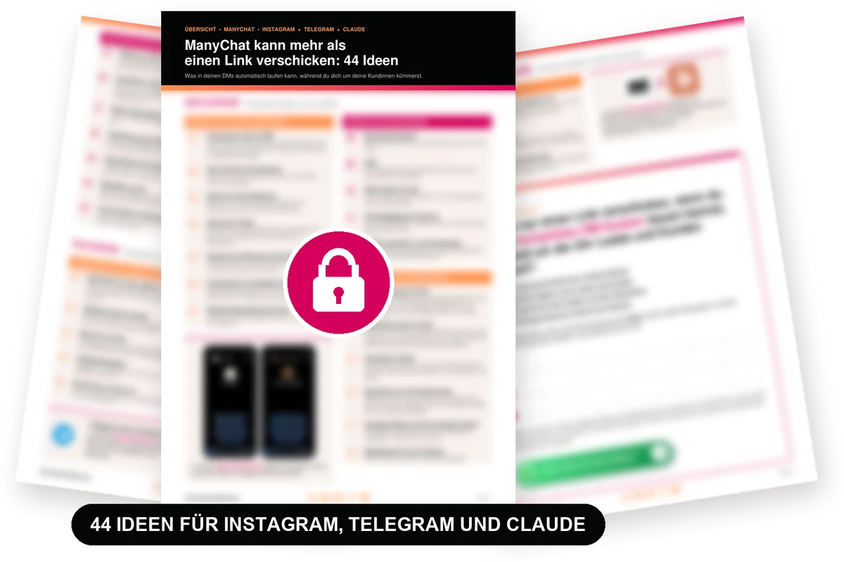 Vorschau der Liste: 40+ Ideen für DM-Automationen mit Manychat, 3 Seiten