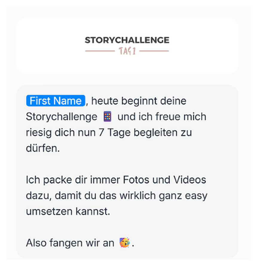 Story Challenge Tag 1 auf Telegram: sieben Tage Begleitung mit Fotos und Videos